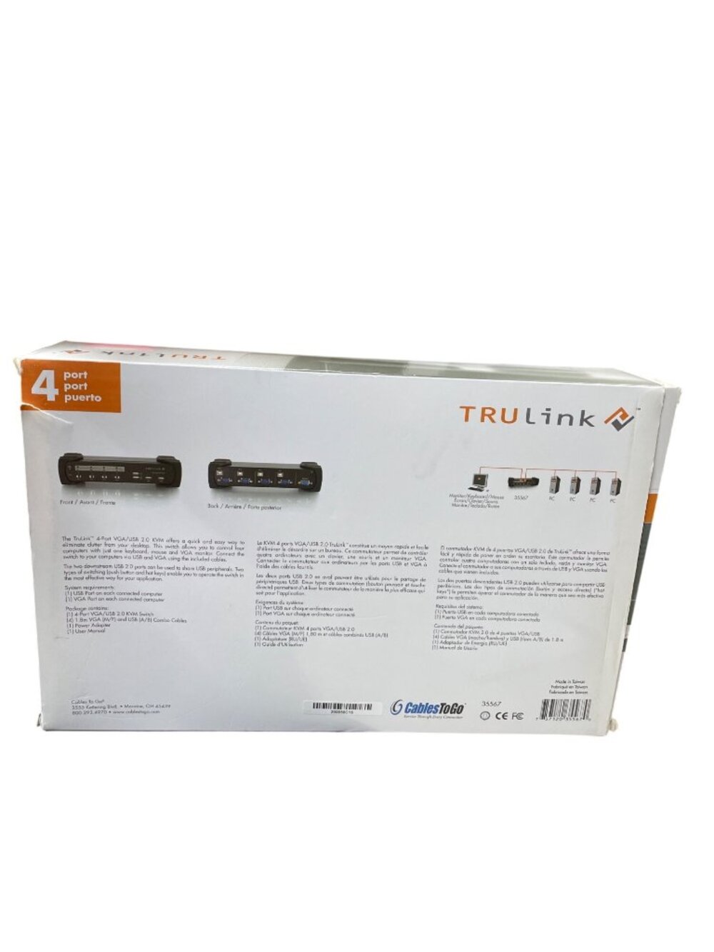 TruLink 35567 Black 4 port usb vg kum switch no ac adaptor SKU 10-835